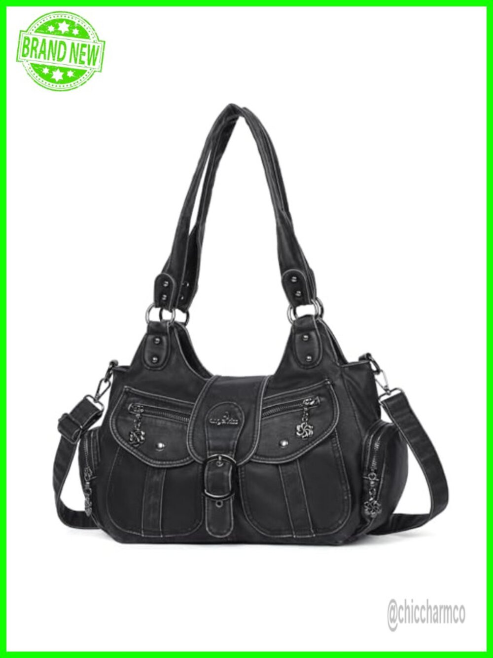 Vegan Leather Hobo Shoulder Bag Crossbody Purse Roomy Tote